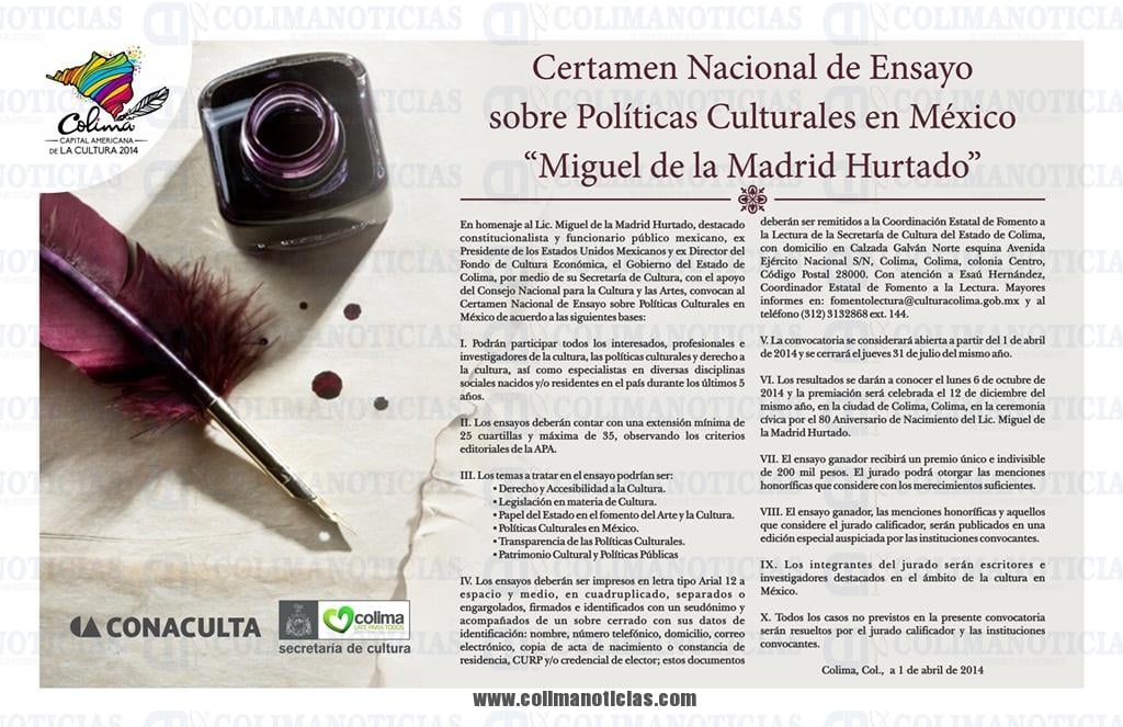 convocatoria CERTAMEN NACIONAL DE ENSAYO