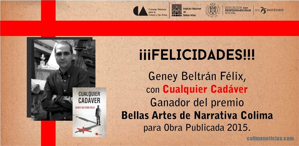 Geney Beltrán gana premio Narrativa Colima