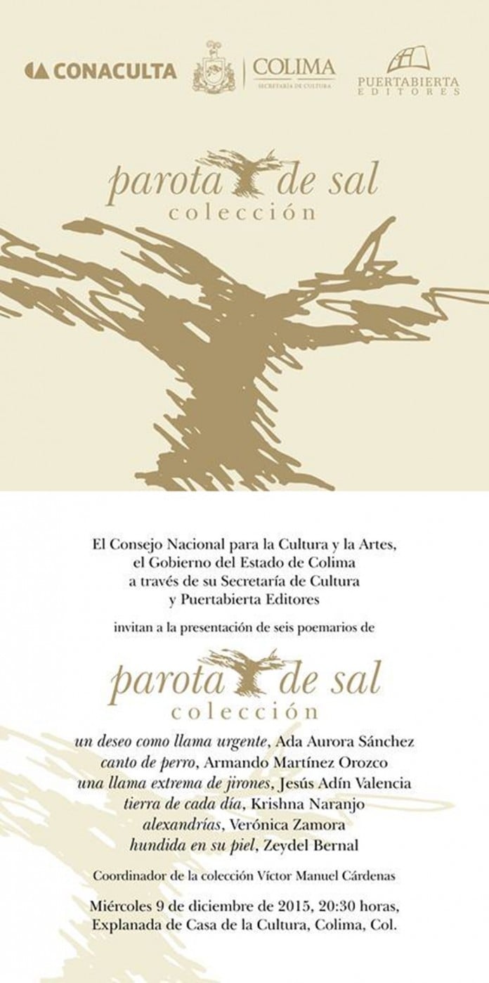 La colección poética -Parota de sal- presentará nuevos ejemplares