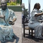 La vendedora de bate escultura robo
