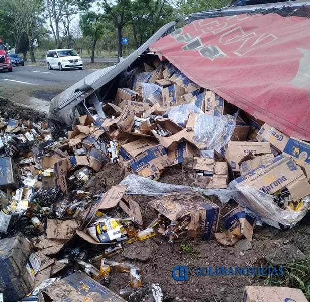 accidente tráiler cerveza