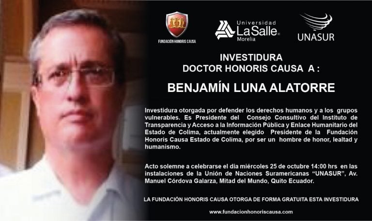 Aspirante colimense al Senado recibirá Doctorado Honoris Causa en Ecuador