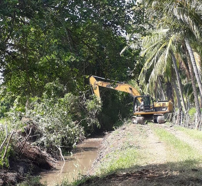 Con apoyo de la SEDER realizan limpieza de drenes en el ejido Cuyutlán