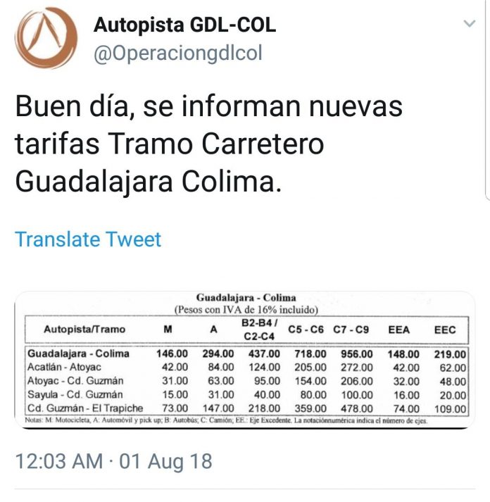 aumento costo caseta