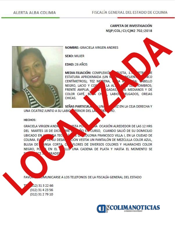 Desactivan Alerta Alba Localizan a Graciela Virgen Andrés