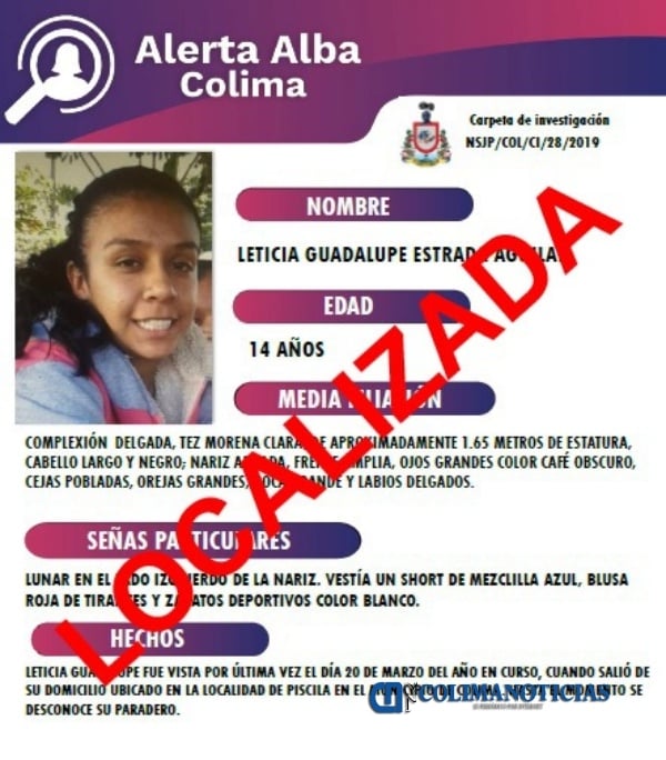 Localizan a la menor Leticia Guadalupe Estrada