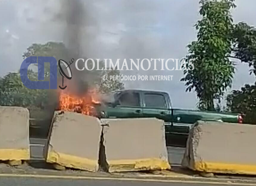 Arde camioneta en la autopista Colima - Manzanillo - colimanoticias