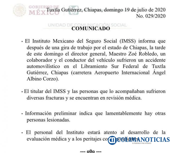 comunicado IMSS Zoe robledo