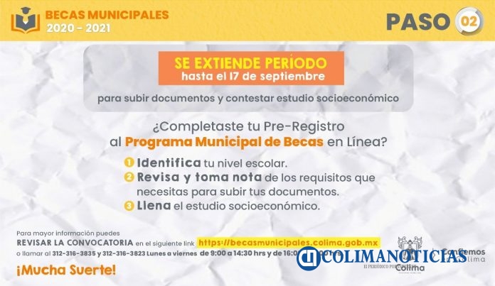 Se extiende período para subir documentos y responder estudio socieconómico, para el proceso de Becas Municipales