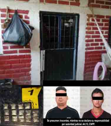 Dos personas detenidas y droga asegurada al ejecutar un cateo