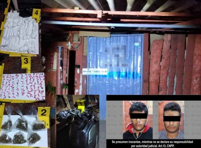 FGE asegura ice y marihuana en cateo; hay dos detenidos