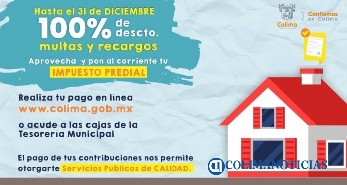 Descuento del 100% en multas y recargos del predial todo el mes de diciembre