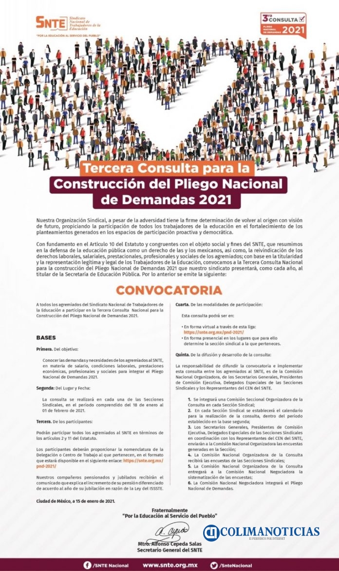 Inicia el SNTE consulta para elaborar el pliego petitorio 2021