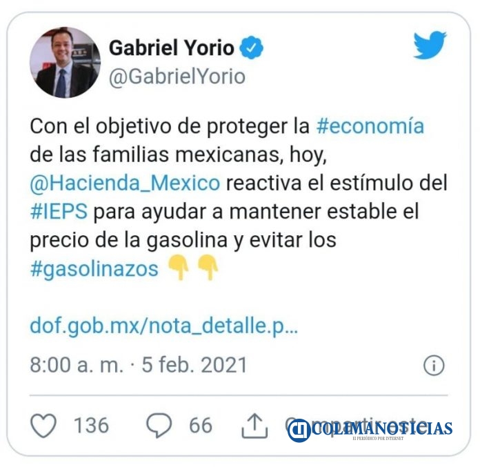 se pretende evitar un mayor gasolinazo con estimulo