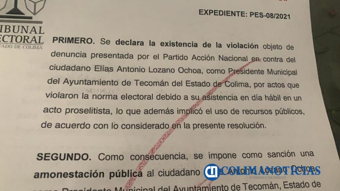 IEE amonesta a Elias Lozano