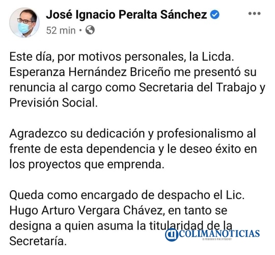 Renuncia Esperanza a su cargo