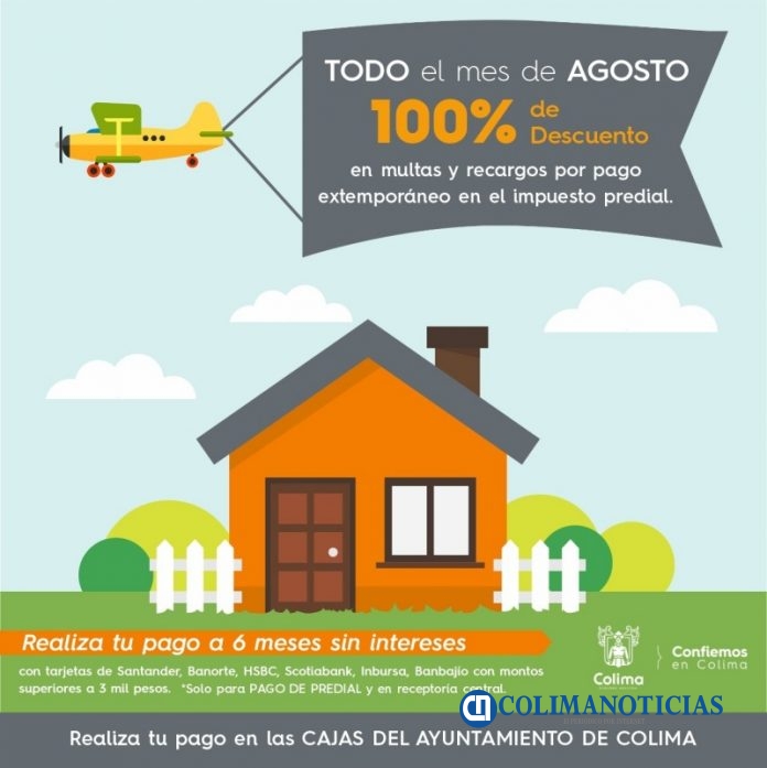 100% de descuento en multas y recargos del predial