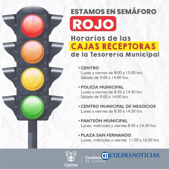 Horarios especiales para pagos en las cajas receptoras de la tesorería municipal de Colima