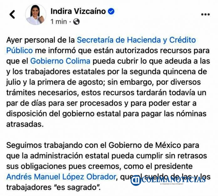 mensaje indira pago