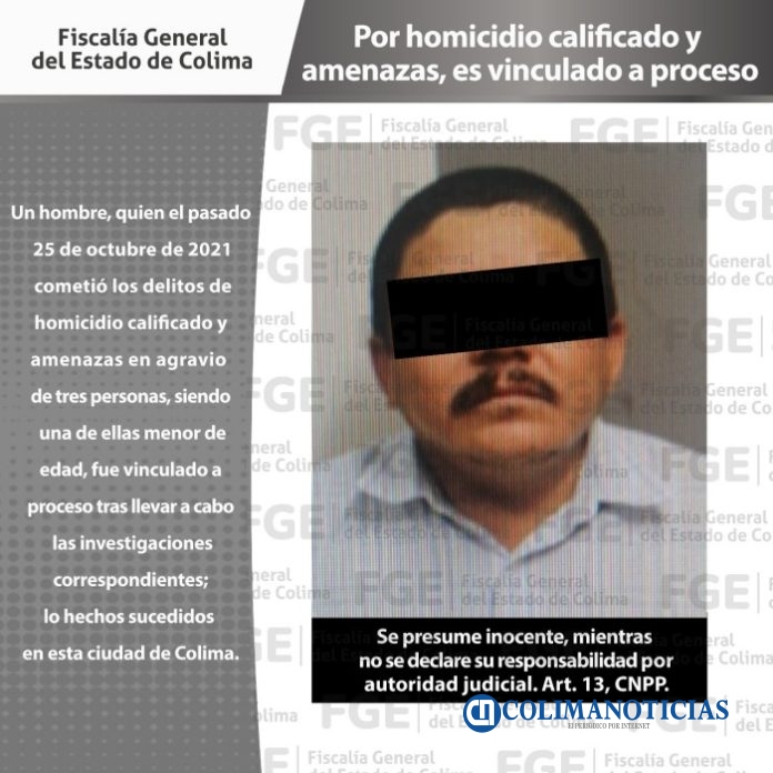 Por homicidio calificado y amenazas, es vinculado a proceso