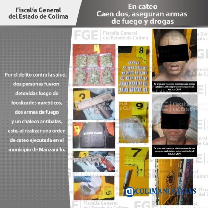 En cateo caen dos, aseguran armas de fuego y drogas