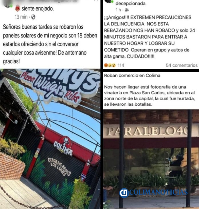 Sigue la inseguridad a la alza en Colima, ahora se reportan robos a negocios y casas
