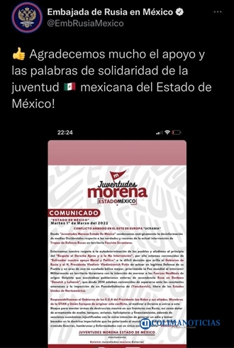 embajada rusa juventudes morena