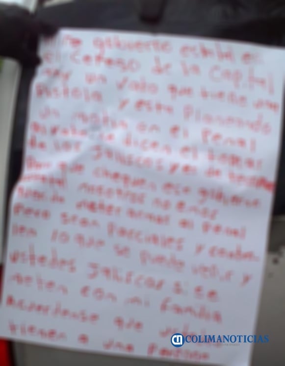 Aparece cartulina con mensaje amenazante en la colonia Moctezuma de Colima