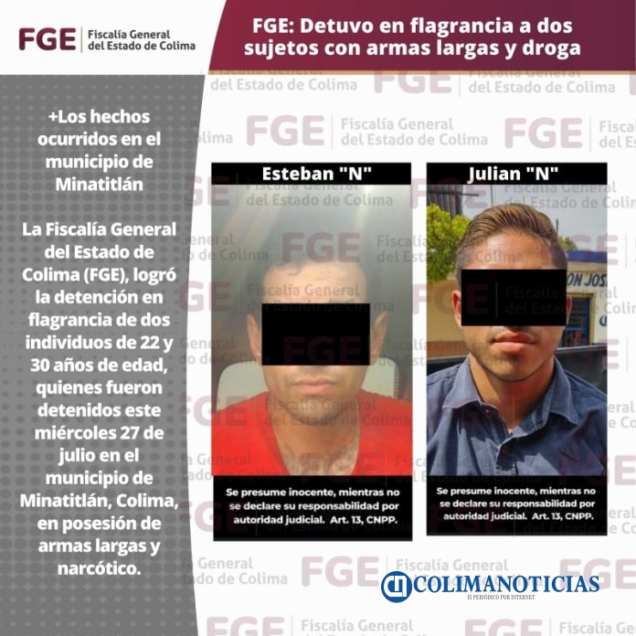 FGE detuvo en flagrancia a dos sujetos con armas largas y droga