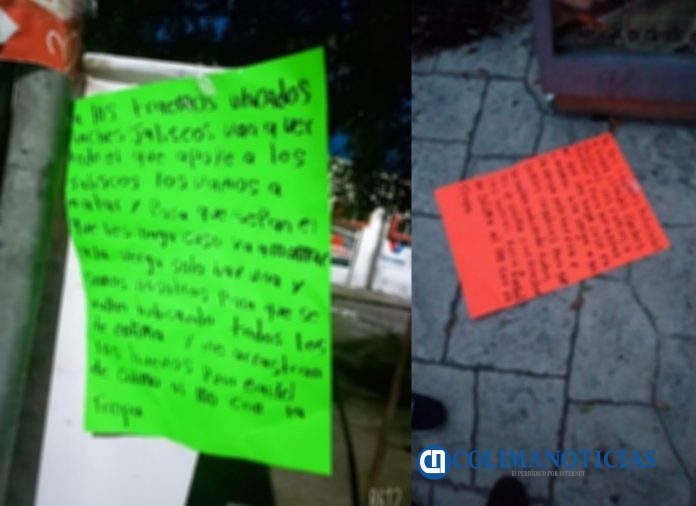 carteles con mensaje amenazante