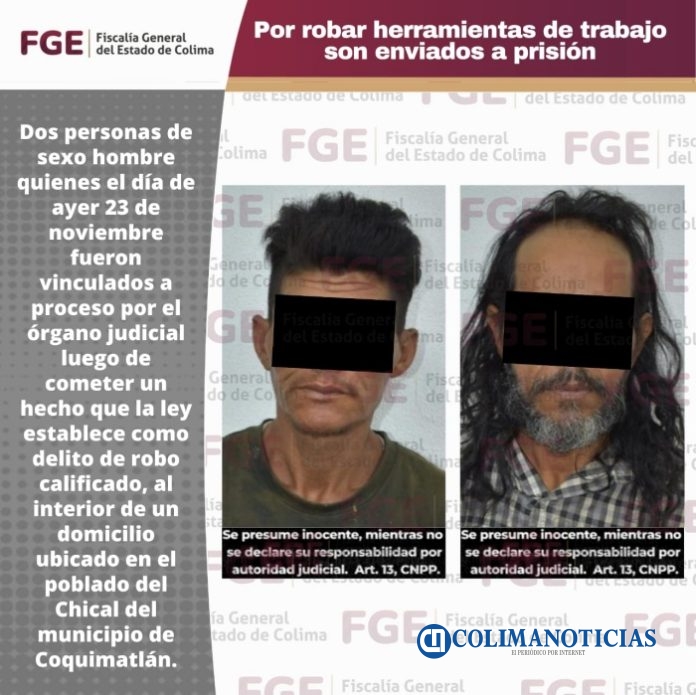 Por robar herramientas de trabajo son enviados a prisión