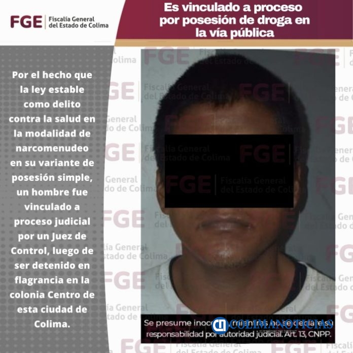 Es vinculado a proceso por posesión de droga en la vía pública