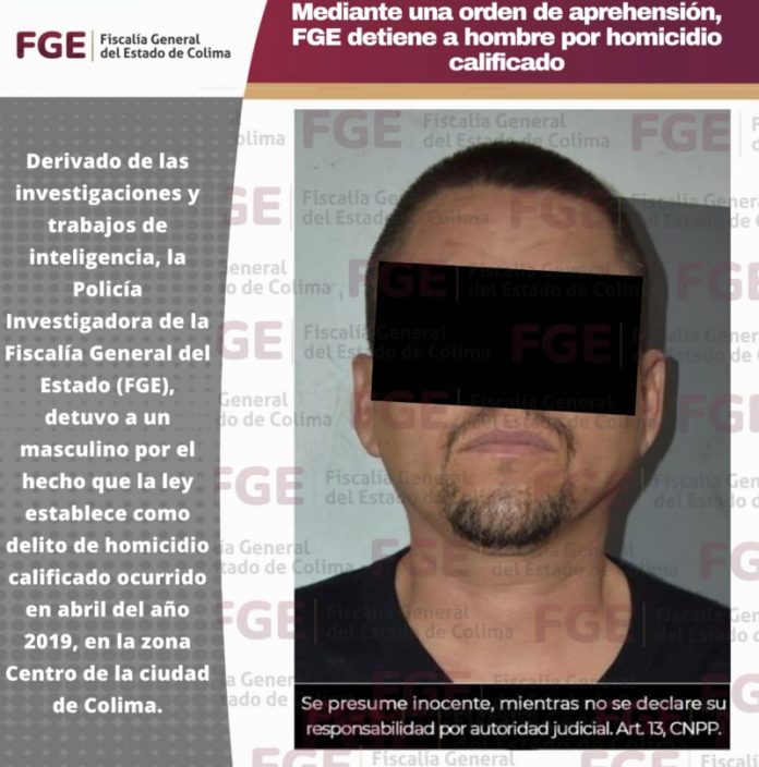 Mediante una orden de aprehensión, FGE detiene a hombre por homicidio calificado