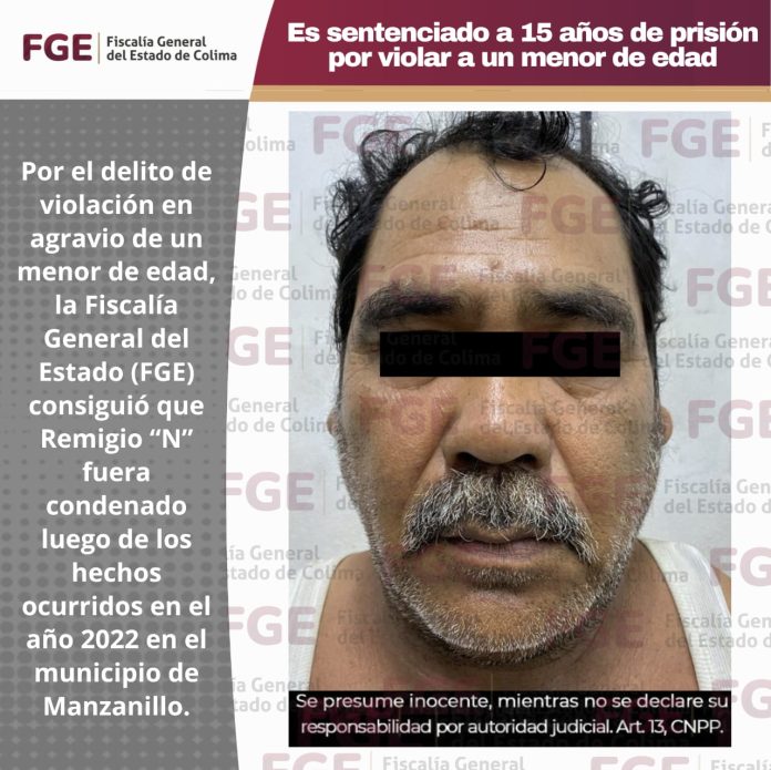 Es sentenciado a 15 años de prisión por violar a un menor de edad