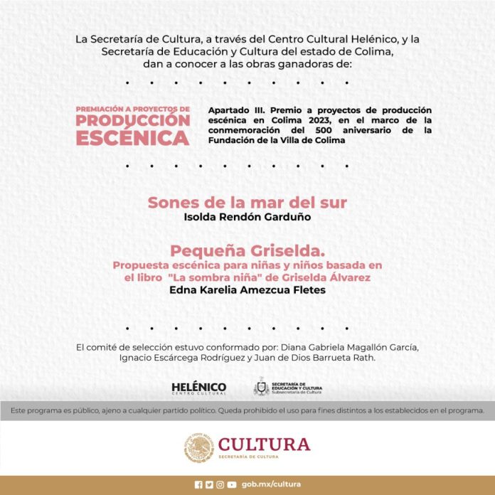 Isolda Rendón Garduño y Karelia Amezcua Fletes, ganadoras en proyectos de producción escénica 2023