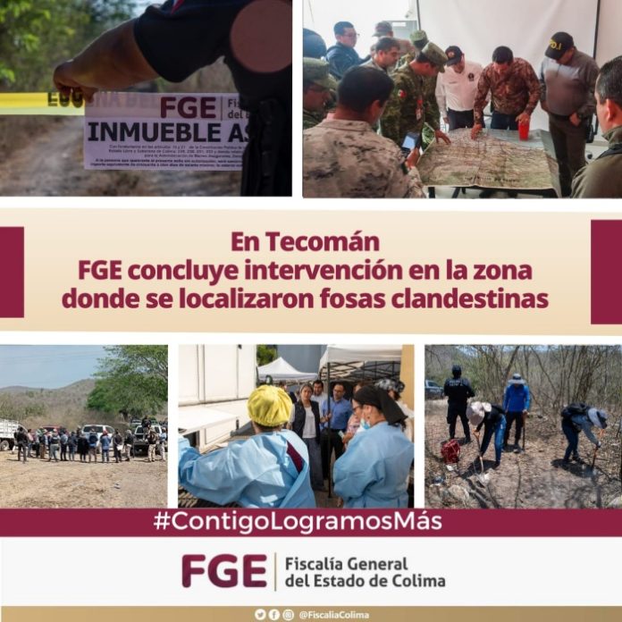 En Tecomán, FGE concluye intervención en la zona donde se localizaron fosas clandestinas