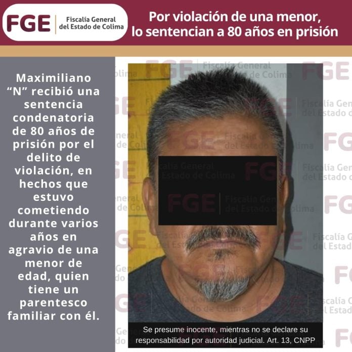 Por violación de una menor, lo sentencian a 80 años en prisión