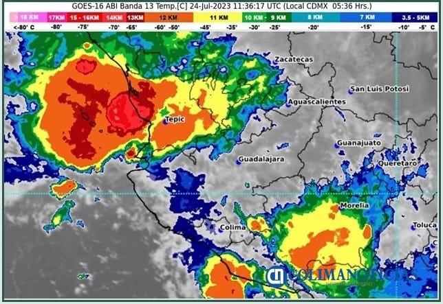 Este lunes, Colima espera lluvias muy fuertes en algunos de sus municipios