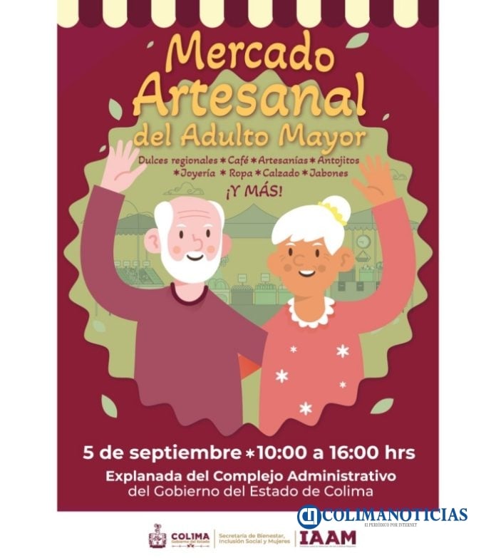 IAAM Colima invita a participar en el Mercado Artesanal del Adulto Mayor, el martes