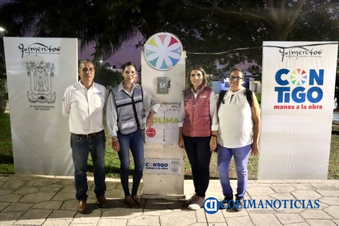 La presidenta municipal Margarita Moreno renueva luminarias del andador a Rancho de Villa