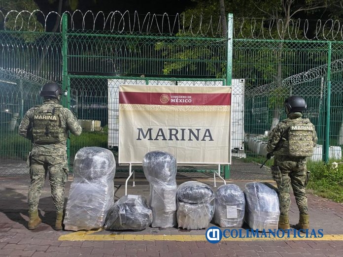 Marina asegura 214.1 kilogramos de presunta Metanfetamina en el puerto de Manzanillo
