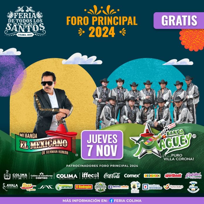 Hoy jueves, segundo concierto gratuito que ofrece Gobierno Estatal en la Feria de Colima, con Mi Banda El Mexicano y Banda Maguey