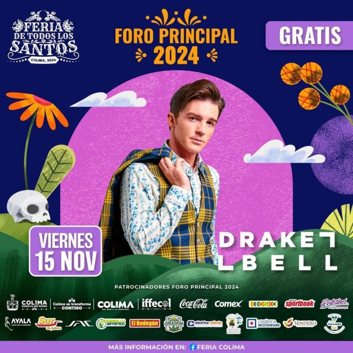 Hoy se presenta Drake Bell en concierto gratuito que ofrece Gobierno Colima en el Foro Principal de la Feria.20