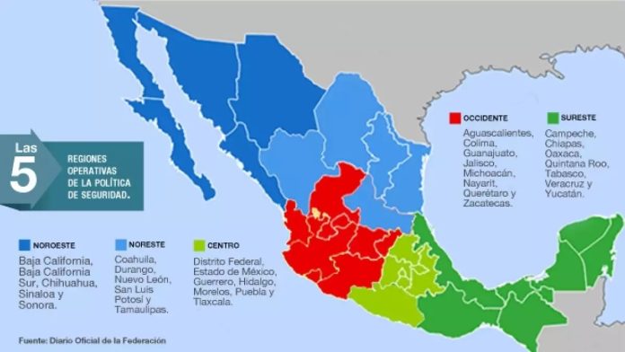 El gobierno federal delimita las regiones de la estrategia de seguridad