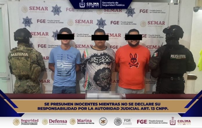 SSP y Marina detienen a tres personas por presunta privación ilegal de la libertad, en Villa de Álvarez