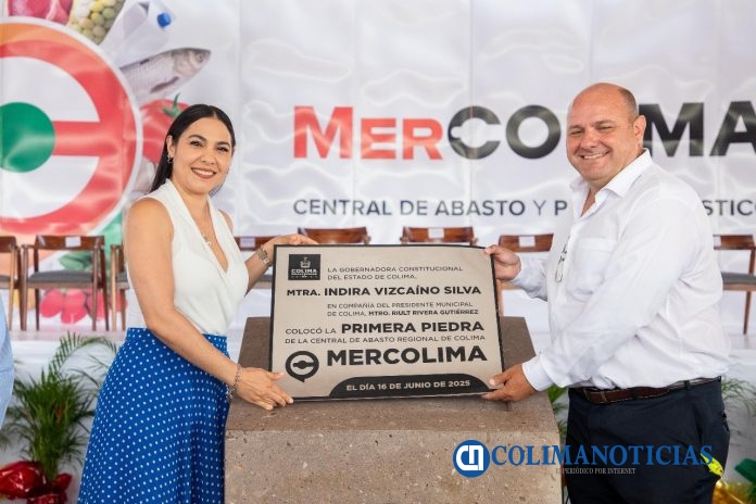 Indira Vizcaíno coloca la primera piedra de MerColima Central de Abastos y Punto Logístico; se invertirán más de 360 mdp