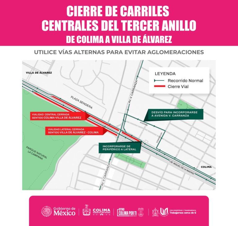 Cerrado carril central de Tercer Anillo, desde calle Esmeralda hasta Sendera