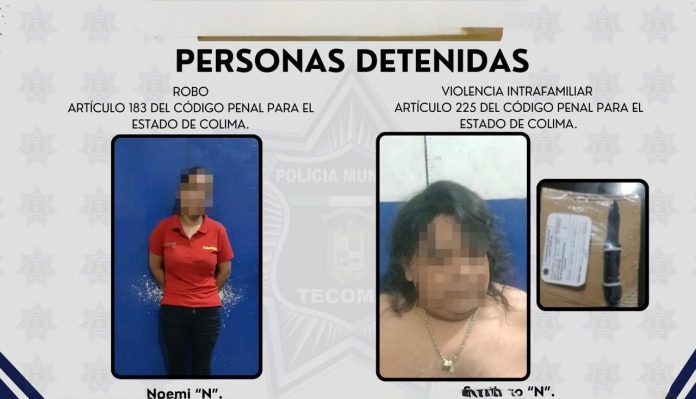 Dos personas detenidas en la colonia Centro por robo y violencia intrafamiliar