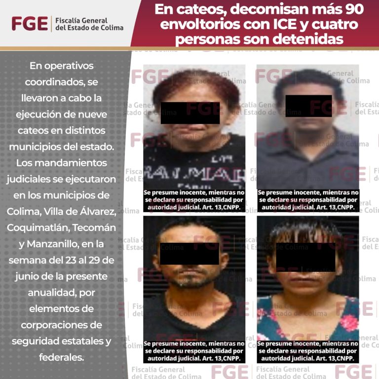 En cateos, decomisan más 90 envoltorios con ICE y cuatro personas son detenidas