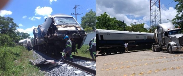 Tren Interoceánico choca con tráiler en Tabasco
